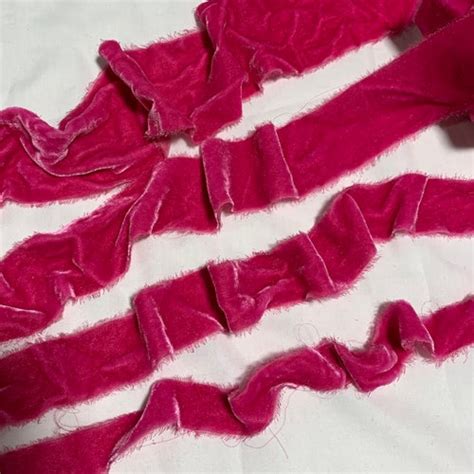 Hand Dyed Pomegranate Pink Silk Velvet Ribbon Widths To Etsy