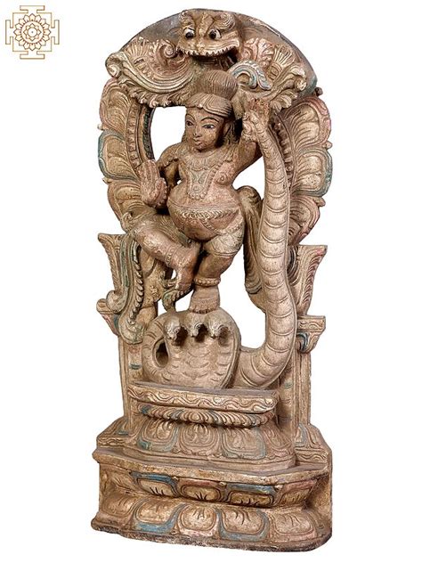 Wooden Kalinga Krishna Exotic India Art