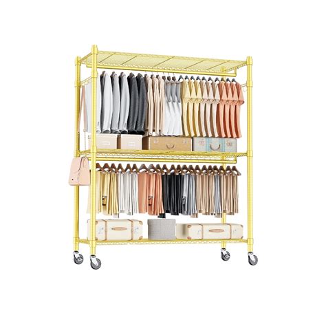 Rolling Garment Rack Heavy Duty Clothing Rack with Shelves, Free ...