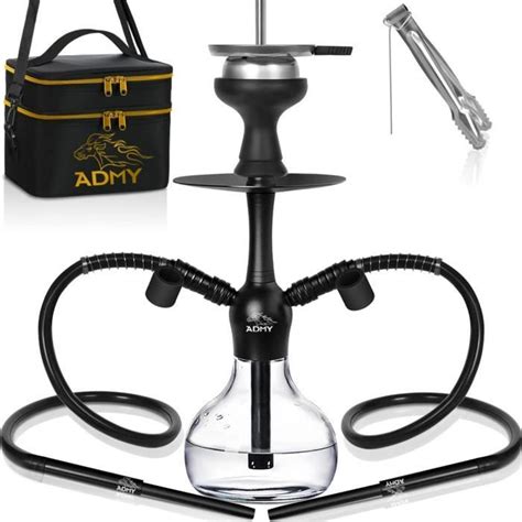 ADMY Kit mini chicha ensemble complet de narguilé 44 cm avec 2 tuyaux