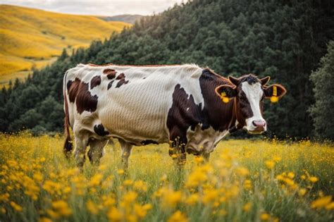 Foto De Una Vaca En El Campo Foto Premium