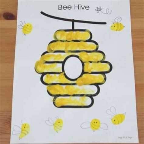 Thumbprint Bee And Hive Craft For Kids Free Printable