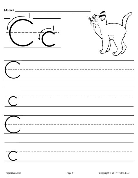 Free Printable Letter C Handwriting Worksheet Supplyme