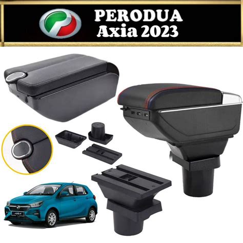 Perodua 7 USB Car Armrest Adjustable With Cup Holder Console Box MYVI