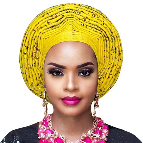 Aso Oke Gele African Headtie Nigerian Headtie Auto Gele Women Headwrap