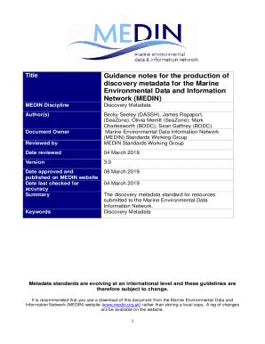 Fillable Online Medin Discovery Metadata Standard Fax Email Print