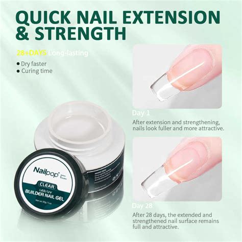 Nailpop G Professional Clear Hard Uv Gel Nail Extension Builder Base Nude Pink For Home Diy