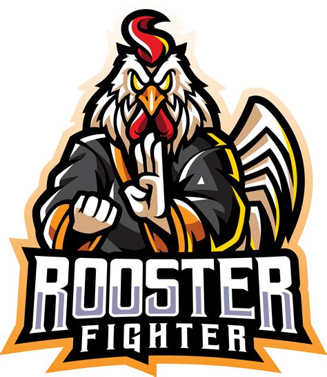 Rooster Fighter Esport Mascot Logo Design By Visink TheHungryJPEG