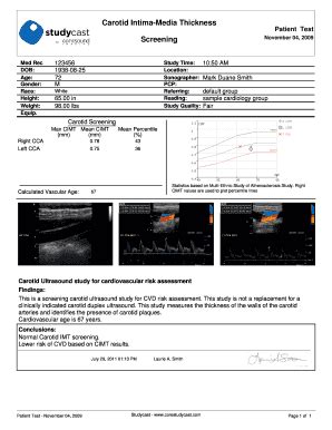 Fillable Online Carotid Intima Media Thickness Patient Test Fax Email