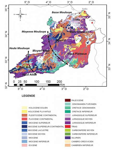 Extrait de la carte géologique du bassin de la Moulouya Service