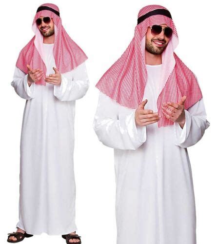 Adult Arab Sheikh Red Middle Eastern Desert Fancy Dress Costume Sultan Arabian Ebay