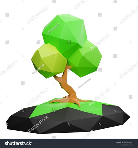 Tree Low Poly 3d Rendering Isolated Stock Illustration 2066285312