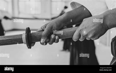 People Practicing Aikido In A Dojo Background Stock Photo Alamy