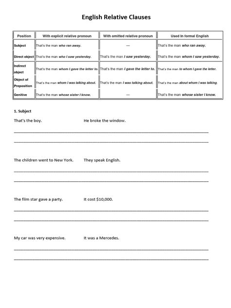 1 Relative Clauses Worksheet Pdf