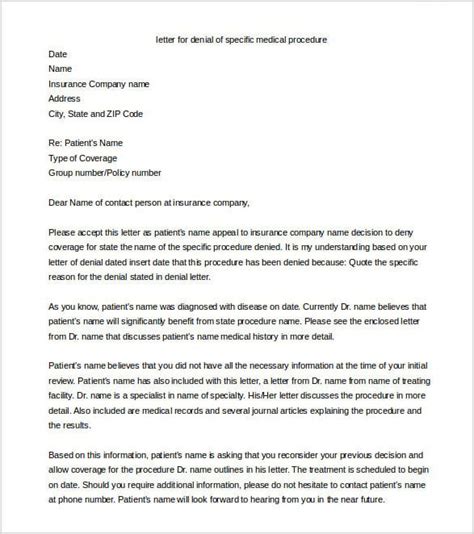 Free Printable Medical Appeal Letter Template