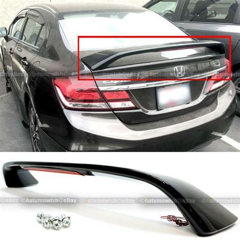 Honda Civic 13-15 4DR Glossy Black Trunk Spoiler Wing LED Brake Light ...