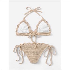 Swim Crochet Bikini Tan Nude Boho Knit Poshmark