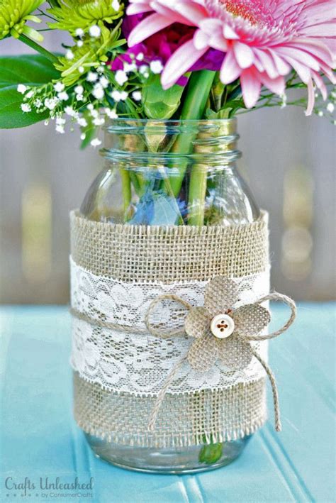 Mason Jar Centerpieces With Burlap Lace Mason Jar Decorations