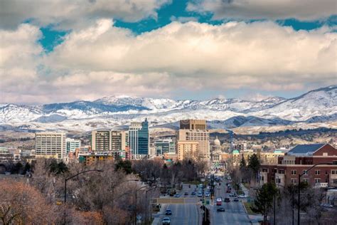 Boise City Skyline Winter with Snow Editorial Image - Image of ...