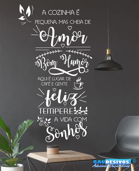 Adesivo Decorativo De Parede Frase Cozinha é Amor Elo7