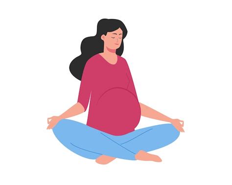 Premium Vector Pregnant Woman Meditating While Sitting In Lotus Pose