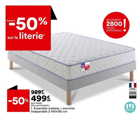 Promo Ensemble Matelas Sommier Ins Parable X Cm Merinos