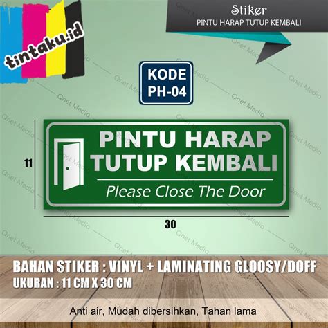 Jual Stiker Pintu Harap Tutup Kembali Laminasi Glossy Shopee Indonesia