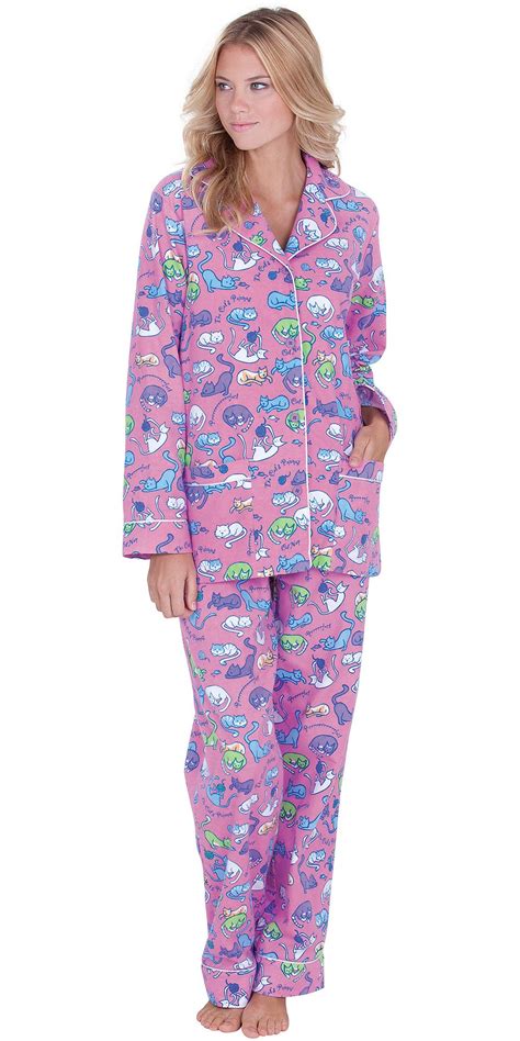 Women S Fleece Cat Pajama Set Cat Nap Flannel Pajamas PajamaGram