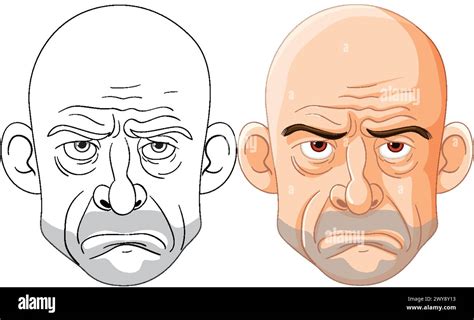 Two Bald Men With Distinct Facial Expressions Stock Vector Image Art