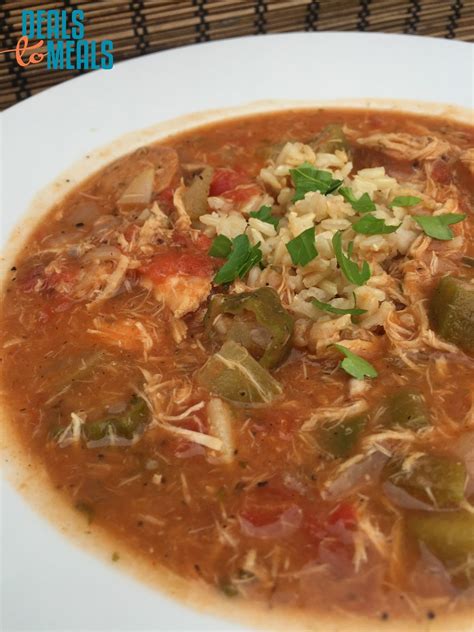 Chicken and Sausage Gumbo Soup - Deals to Meals