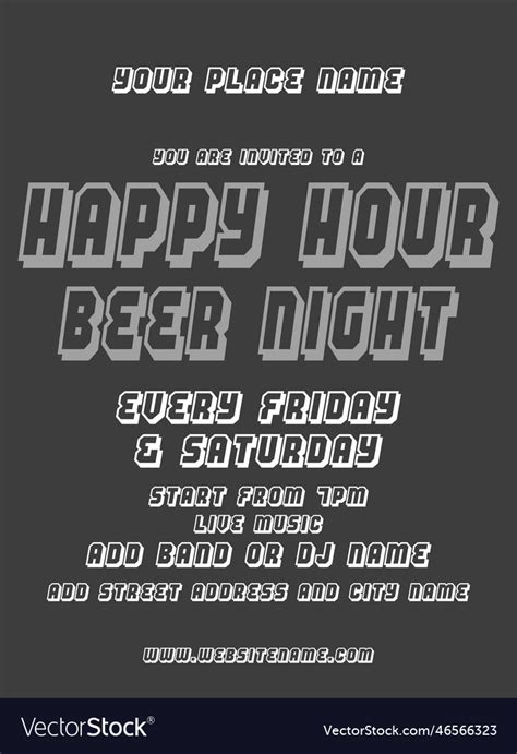 Happy beer hour poster flyer design Royalty Free Vector