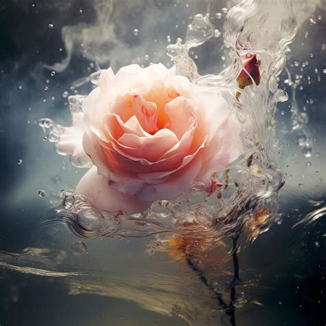 Premium AI Image | illustration of a rose in water with droplets on it ...