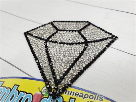 Rhinestone Diamond Black Silver 275x275 Iron On Patch Etsy Iron