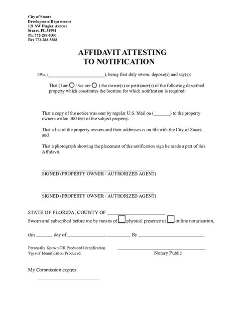 Fillable Online Affidavit Attesting To Notification Fax Email Print