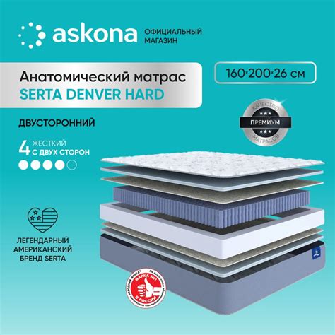 Матрас ASKONA Serta Denver Hard, Независимые пружины, 160 - купить по ...
