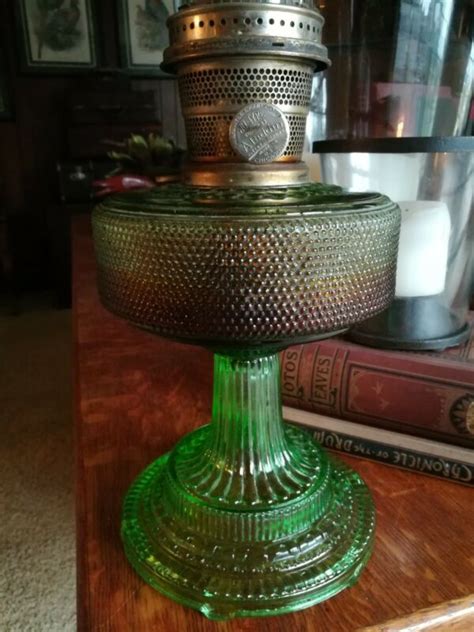 Mantle Lamp Co Nu Type Model B Aladdin Oil Lamp Green Depression Glass Nice Antique Price