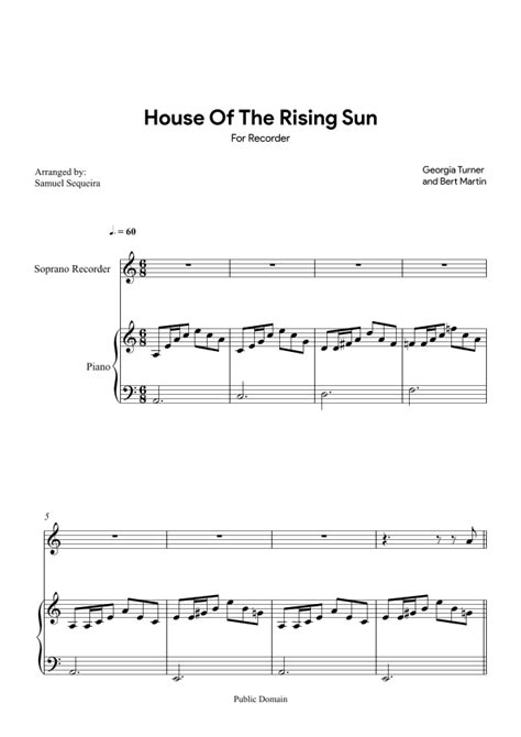 House Of The Rising Sun For Recorder With Play Along Arr Samuel