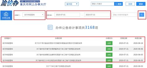 重庆市渝中区市场监督管理局行政审批结果查询方式重庆市市场监督管理局