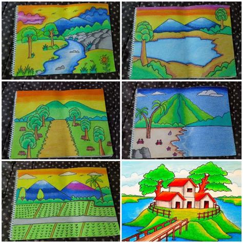 Jual LUKISAN PEMANDANGAN INDAH / GAMBAR ANAK SD SENI BUDAYA HIASAN ...