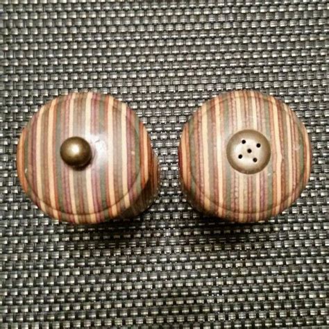 Vintage Mr Dudley Rainbow Wood Salt Pepper Shakers Grinder 1749526668