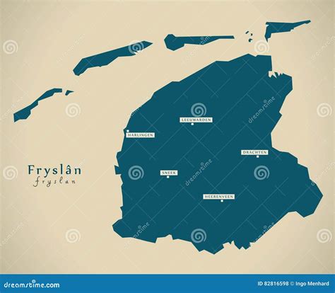 Modern Map - Fryslan NL stock illustration. Illustration of regions ...