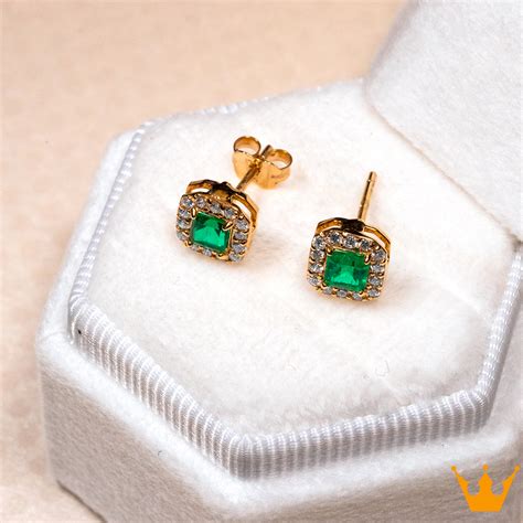 Aretes con esmeralda y diamantes BB23 Ramos Joyería