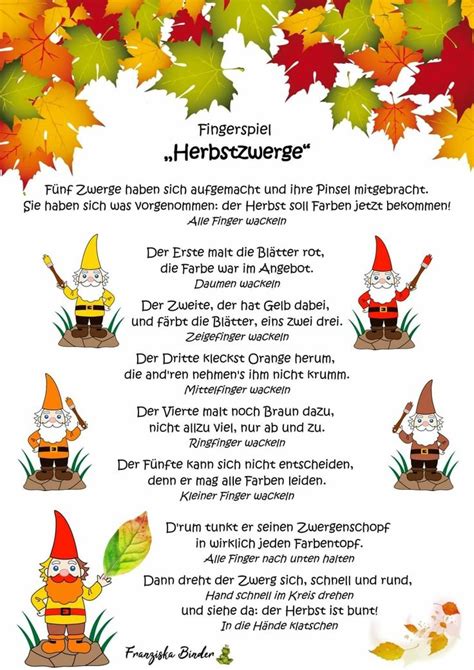 An Image Of A Poster With Autumn Leaves And Gnomes In The Background