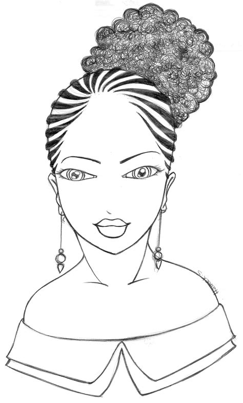 African American Woman Coloring Pages Sketch Coloring Page