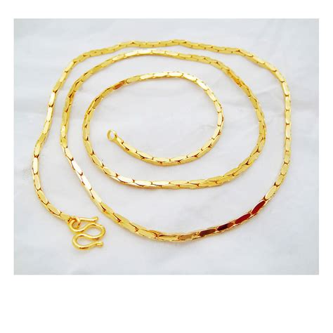 Mm Link Necklace Gold Chain K K K Thai Baht Yellow Etsy