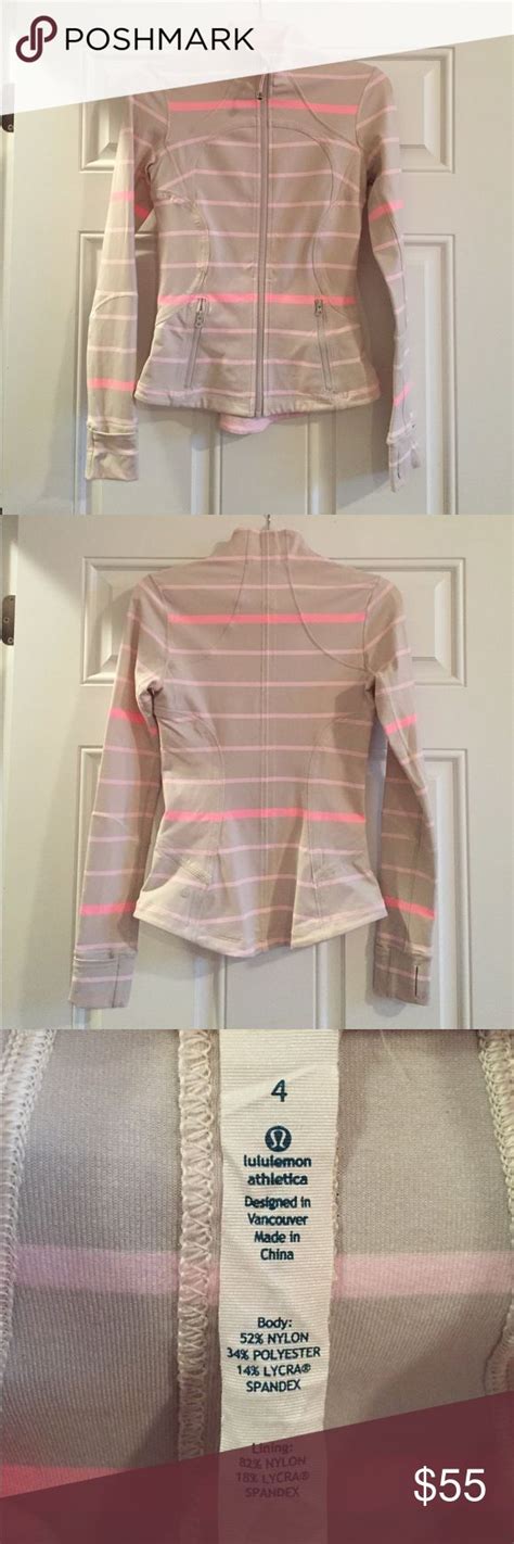 Lululemon Zip Up Jacket Pink Gray Strip Clothes Design Fashion