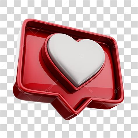 Emoji de Curtida 3D Vermelho Coração Branco Elemento PNG