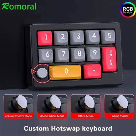 Romoral Macro Programmable Keyboard Color Rgb Light Gaming Mini Keyboard Hot Swappable