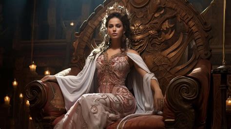 Premium Photo Gorgeous Brunette Queen Sitting On Her Throne Created By Artificial Intelligence