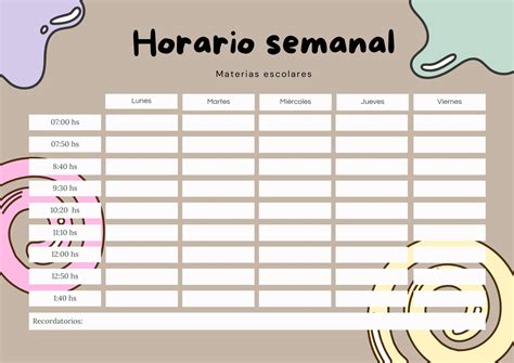 Horário Do Maranhão - Modelo De Horario Plantillas Editables Online Para Horarios Escolares